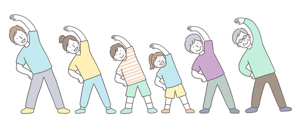 家族でストレッチ