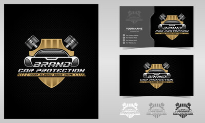 Modern car service and repair logo design and business card