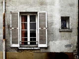 old window with shutters