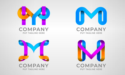Set collection modern abstract logo letter M