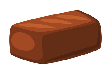 Chocolate candy of rectangular shape. Tasty sweet dessert cartoon vector illustration