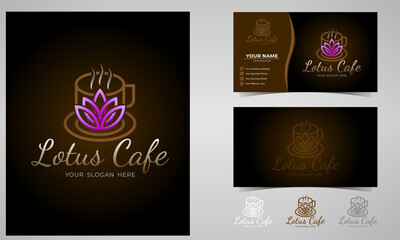 Elegant lotus cafe logo design and business card
