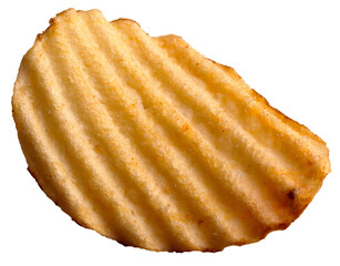 Closeup of a wrinkled golden potato chip