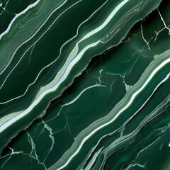 Texture of emerald green marble with white lines. Tabletop closeup. Abstract background made with generative AI.