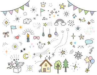 キラキラ手描きイラストセット