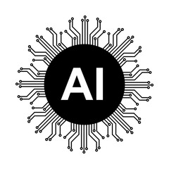 AI Technology Icon Artificial Intelligence and Machine Learning Concepts.Futuristic AI Symbol.  Artificial Intelligence and Robotics icon.Vector