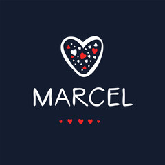 Creative (Marcel) name, Vector illustration.