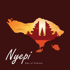 Greetings for Nyepi day of silence in the symbol of the island of bali
