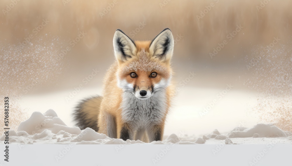 Canvas Prints super cute baby fox in a winter landscape.. created with generative ai.