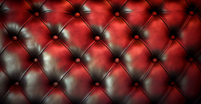 red brown leather upholstery capitone texture pattern background generative ai digital illustration