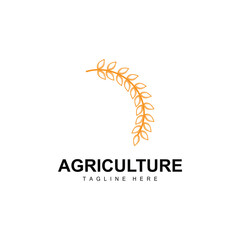 Rice Logo, Agriculture Design, Vector Wheat Rice Icon Template Illustration