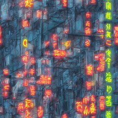 Tokyo nights illuminated lights abstract ai generated art background seq 13 of 21