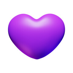 3d illustration violet colour love heart shape icon sign symbol. 3d rendering 