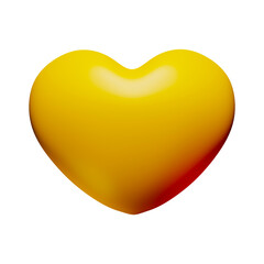3d illustration yellow colour love heart shape icon sign symbol. 3d rendering 