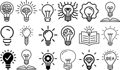 Light Bulb Idea icons set