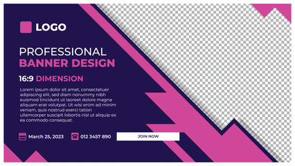 Professional modern banner vector, business company horizontal background template with layout text and empty space for image