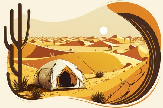 Camping amid the high dunes of the Rub Al Khali desert, Oman, on January 9, 2020. Generative AI