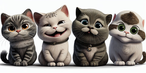Fototapeta premium Smiling cats using Artificial Intelligence technology