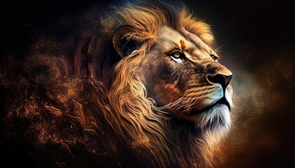 Naklejka premium Majestic lion digital art illustration