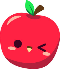 Ilustracion de manzana kawaii, manzana vector, manzana dibujos animados, ilustracion infantil, manzana bonita, manzana feliz, sin fondo