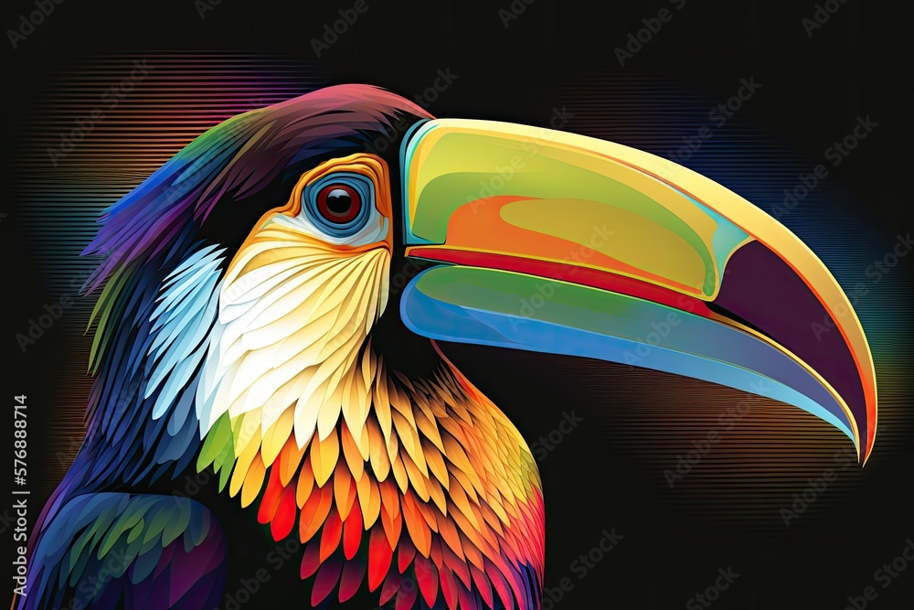 Wall mural Stunning computer generated art of a toucan. Generative AI