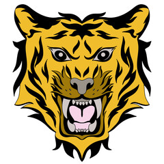 Tiger head drawing, Tiger head coloring painting.