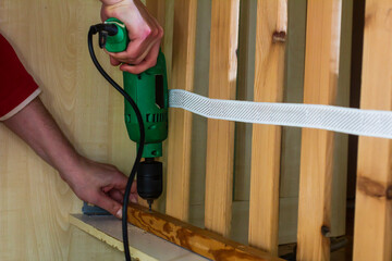 Repair of the bent. Work by electric drill