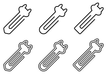 Paper clip icon set with character on white background