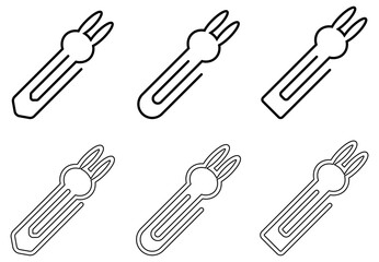 Paper clip icon set with character on white background