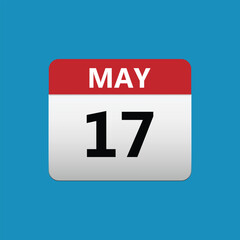 17th May calendar icon. May 17 calendar Date Month icon. Vector illustration