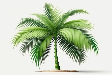 Palm tree, green, on white. Generative AI