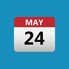24th May calendar icon. May 24 calendar Date Month icon. Vector illustration