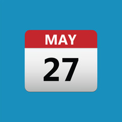 27th May calendar icon. May 27 calendar Date Month icon. Vector illustration