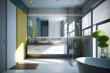 modern bathroom interior created using AI Generative Technology
