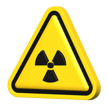 3D ISO Triangle Warning Sign: ISO W003 - Radiation Hazard Symbol