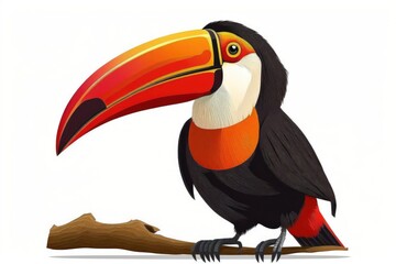 Ramphastos toco, or the toco toucan, on a white background. Generative AI