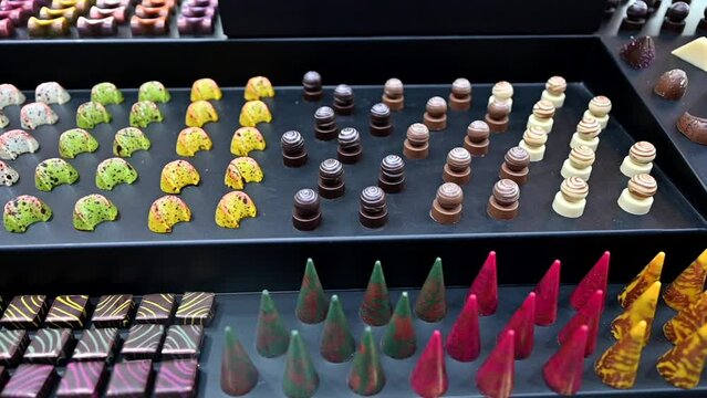 Mini desserts are displayed during the Gulf Food Exhibition in United Arab Emirates