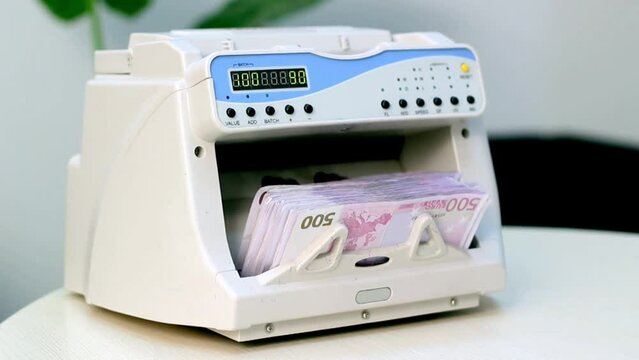 counting machine euro european cash money bank teller financial payment debt currency finance