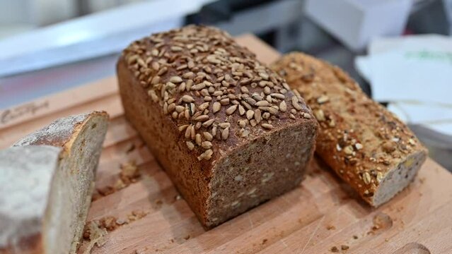 Types of Bread is displayed during the Gulfood Exhibition in the United Arab Emirates.