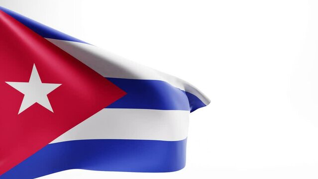 Cuban flag flapping against white background, 3D animation
