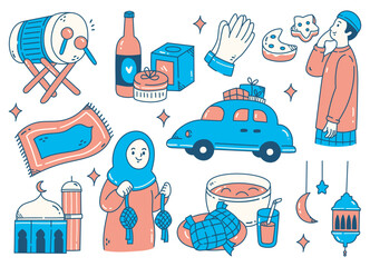 Ramadan, Eid al Fitr, Islamic  Celebration, Doodle Element