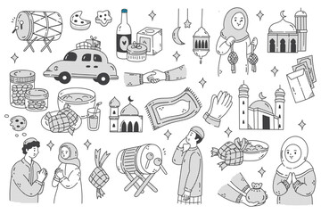 Ramadan, Eid al Fitr, Islamic  Celebration, Doodle Element