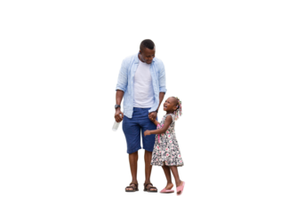 Cheerful African American father and daughter