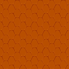 Orange roof tile texture seamless pattern. Vector rooftop background, game overlap, repeated house roofing material with hexagon cells. Endless textured construction cover, exterior design