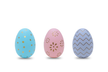 Happy Easter. Beautiful colorful egg with different pattern isolated on a white background.