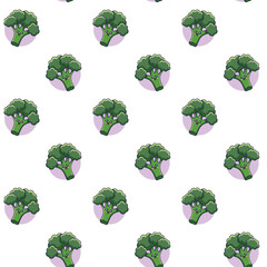 Cute kawaii Broccoli seamless pattern in doodle style. Vector hand drawn cartoon Broccoli illustration.