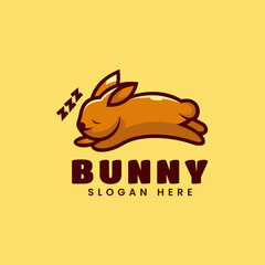 Vector Logo Illustration Bunny Simple Mascot Style.