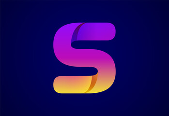 Abstract origami letter S logo design template. Flat style application icon. Vector illustration