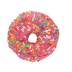 Cutout of an isolated donut with sprinkles with the transparent png	