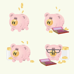 Naklejka premium piggy bank and money, money, saving